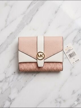 Michael Kors Greenwich Medium Envelope Trifold Wallet Powder Blush Multi (NWT)
